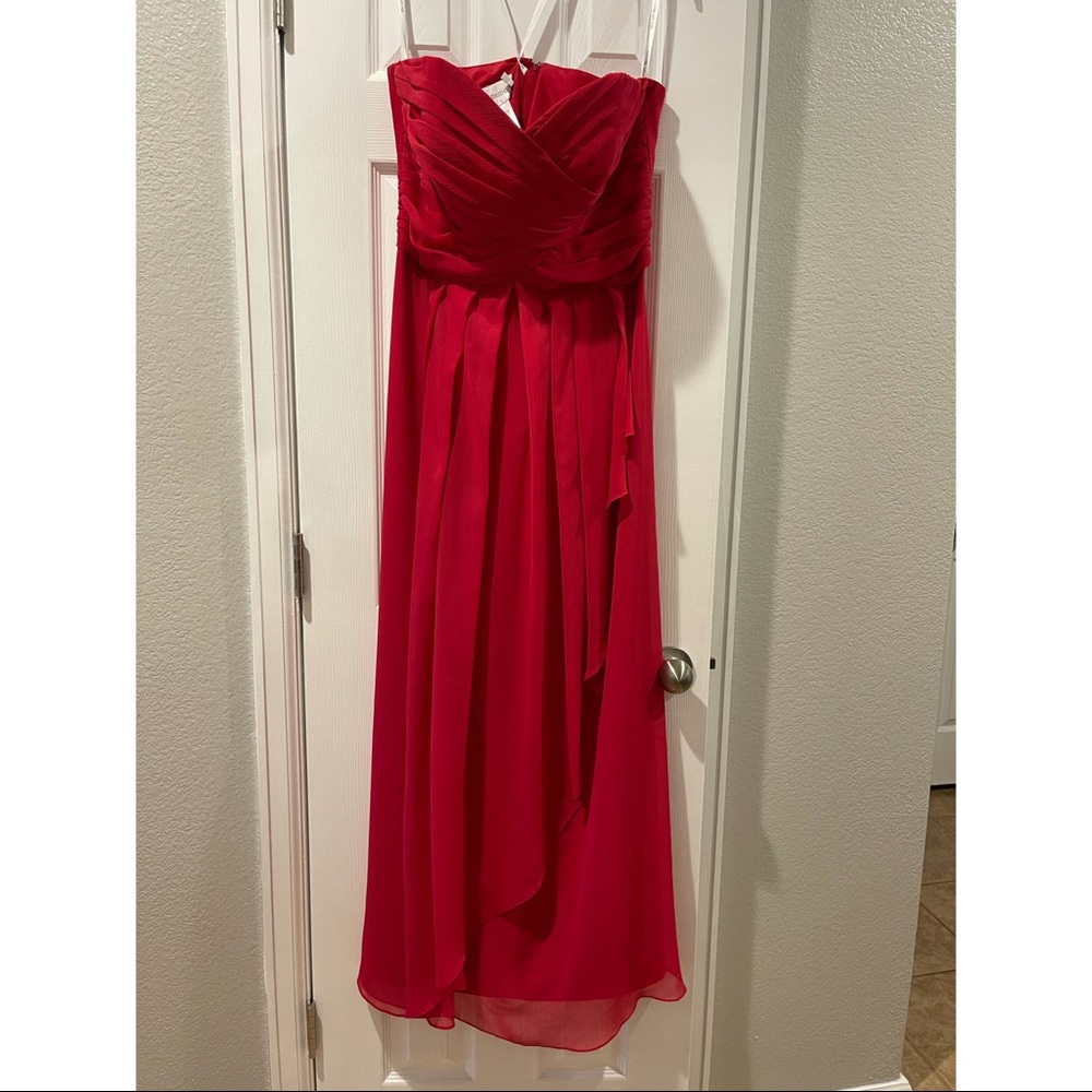 David's Bridal W10840 Bridesmaid Dress Red Cherry